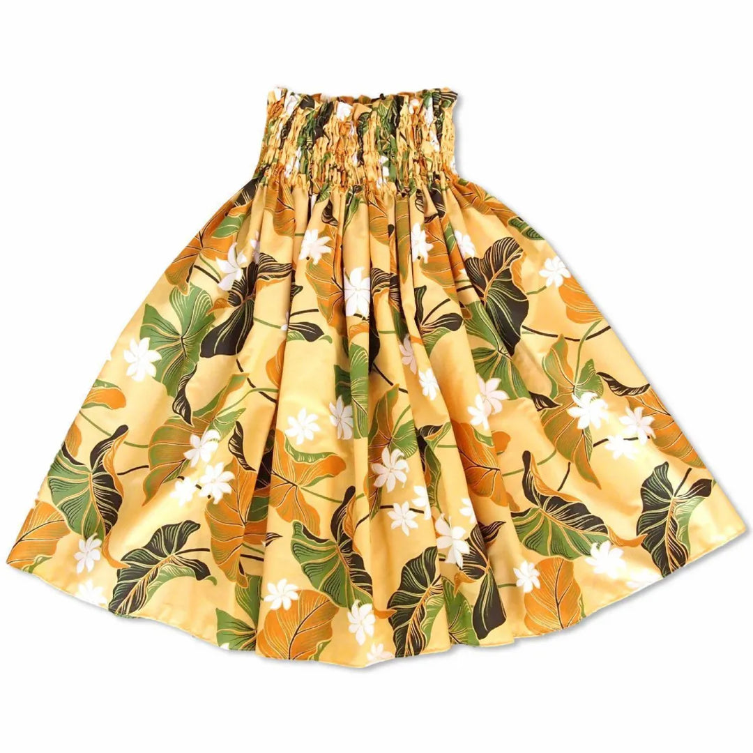 Taro Leaves Yellow Single Pa’u Hawaiian Hula Skirt - Made in Hawaii