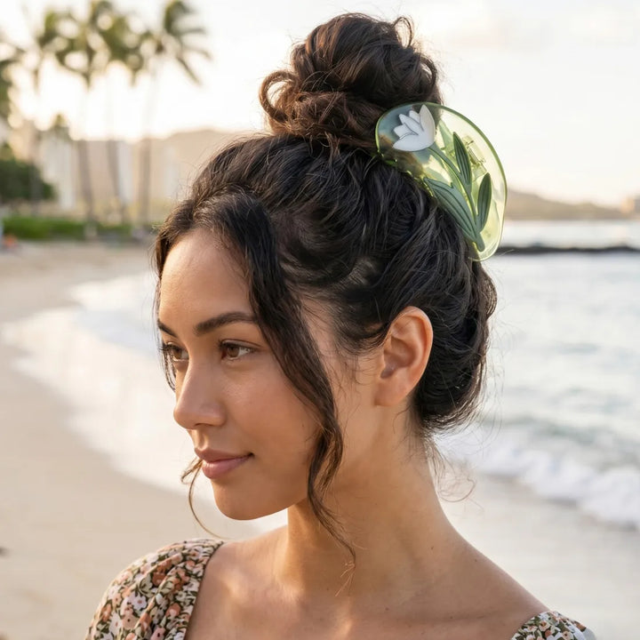 Tea Garden Green Hawaiian Hair Claw - Made in Hawaii