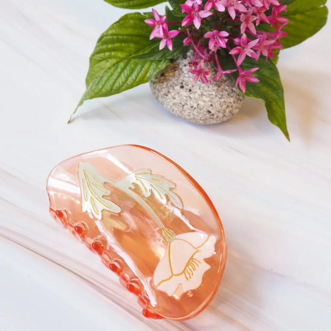 Tea Garden Orange Hawaiian Hair Claw – Authentic Hawaiian Hair Accessories by Lavahut