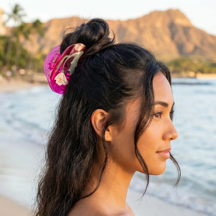 Tea Garden Pink Hawaiian Hair Claw - Made in Hawaii