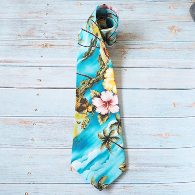 Teal Kahalu’u Hawaiian Necktie - Made In Hawaii