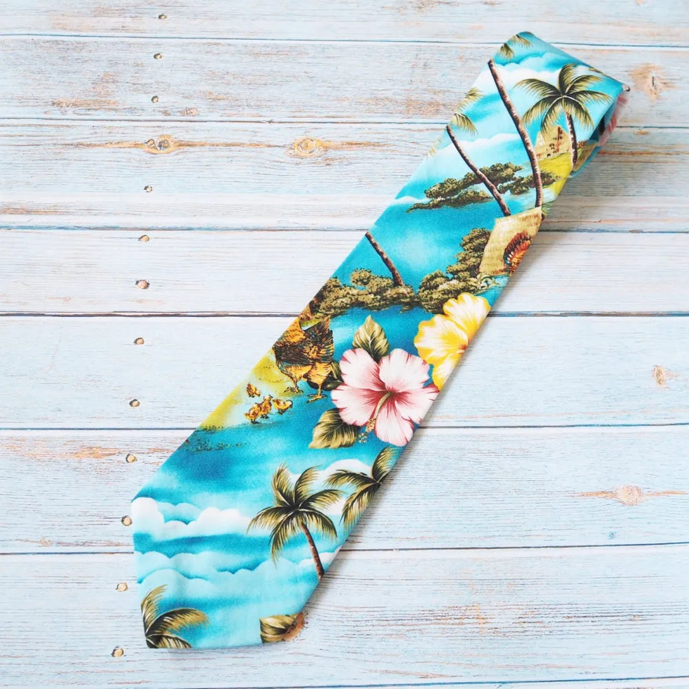 Teal Kahalu’u Hawaiian Necktie - Made in Hawaii