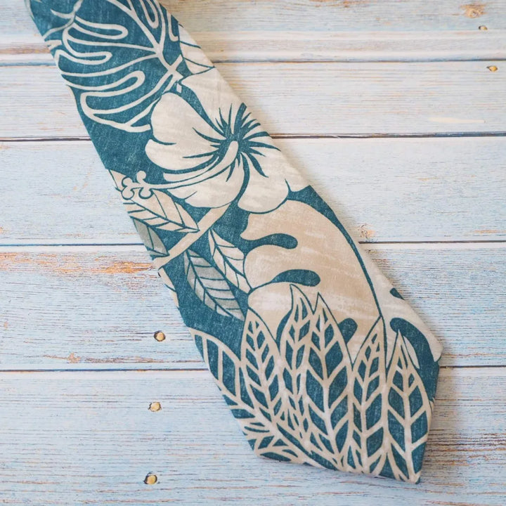 Teal Maunawili Hawaiian Necktie - Made in Hawaii