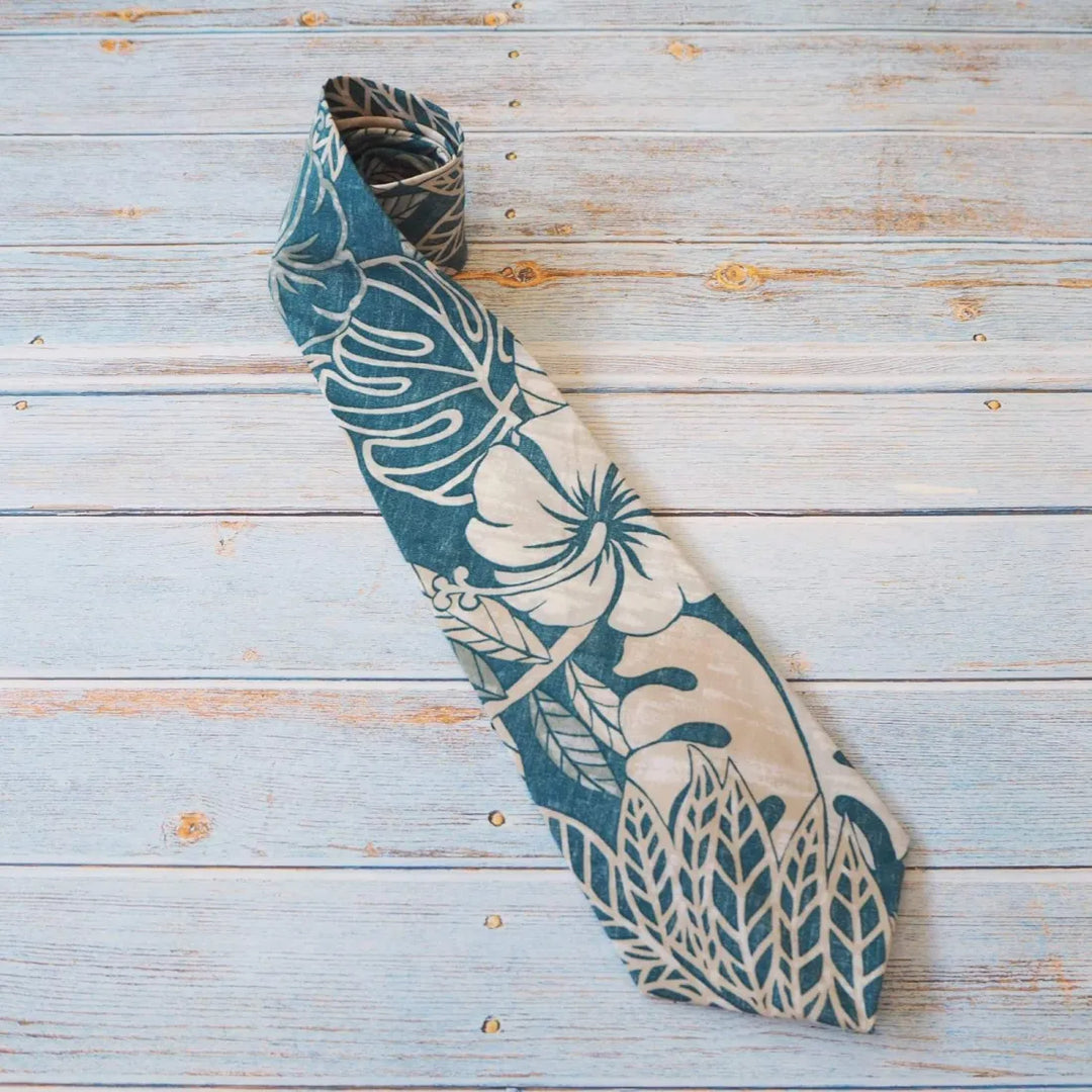 Teal Maunawili Hawaiian Necktie - Made in Hawaii