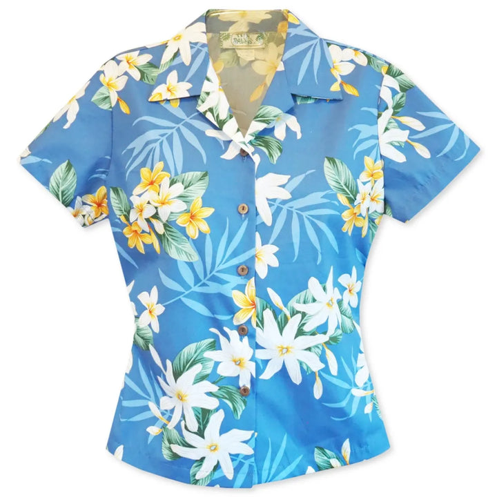 Tiare Fun Blue Lady’s Hawaiian Cotton Blouse - Made in Hawaii