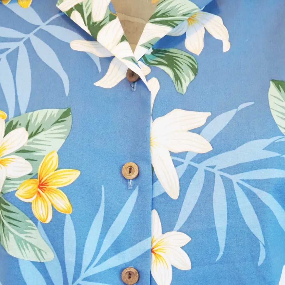 Tiare Fun Blue Lady’s Hawaiian Cotton Blouse - Made in Hawaii