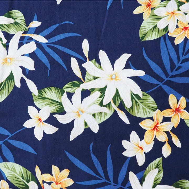 Tiare Fun Navy Blue Hawaiian Cotton Shirt - Made in Hawaii