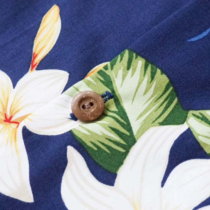 Tiare Fun Navy Hawaiian Cotton Shirt - Made in Hawaii