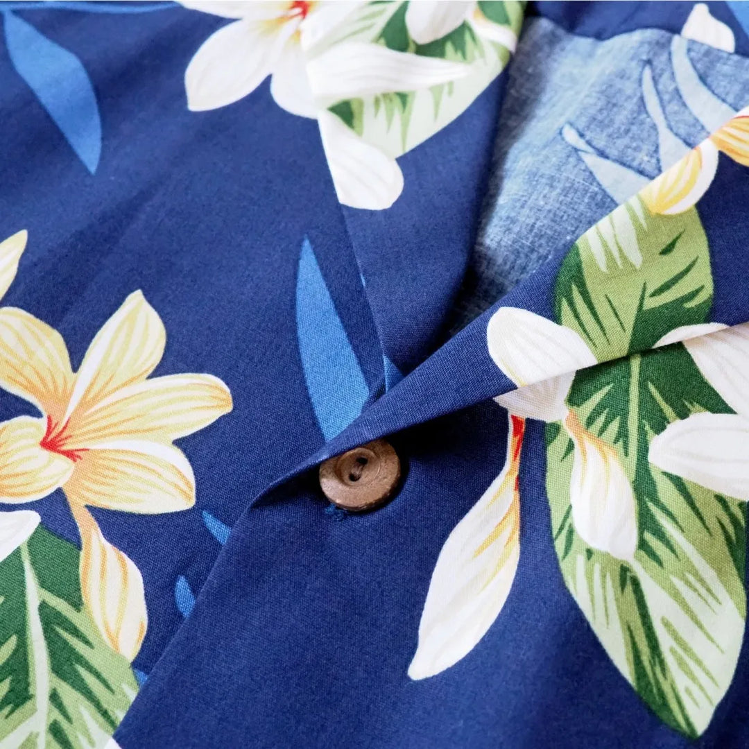 Tiare Fun Navy Blue Hawaiian Cotton Shirt - Made in Hawaii