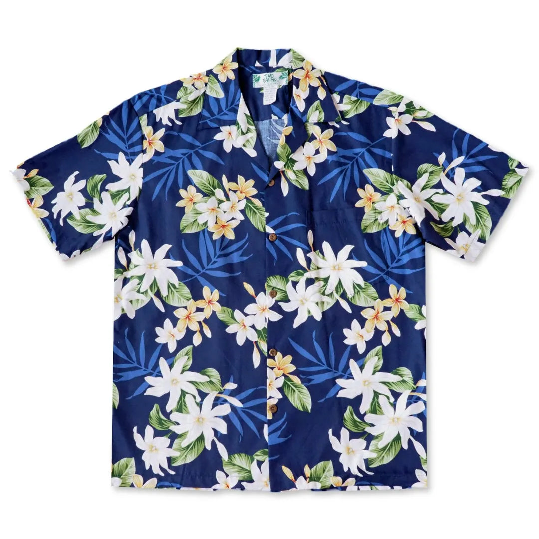 Tiare Fun Navy Blue Hawaiian Cotton Shirt - Made in Hawaii