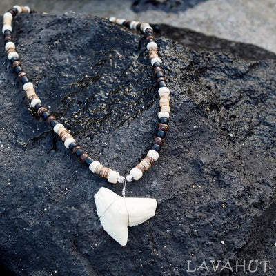 Tiger Shark Tooth Pendant Hawaiian Necklace - Made In Hawaii