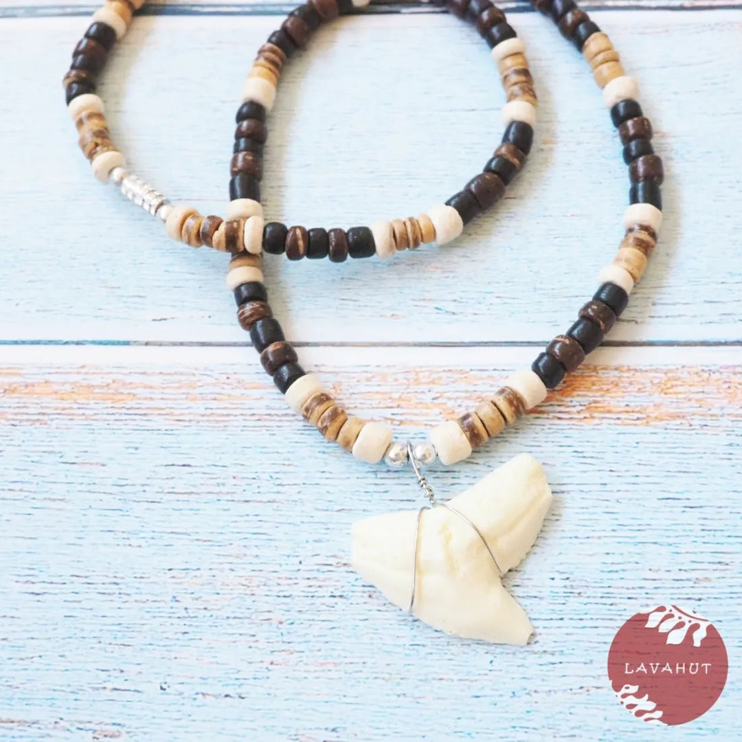 Tiger Shark Tooth Pendant Hawaiian Necklace - Made in Hawaii