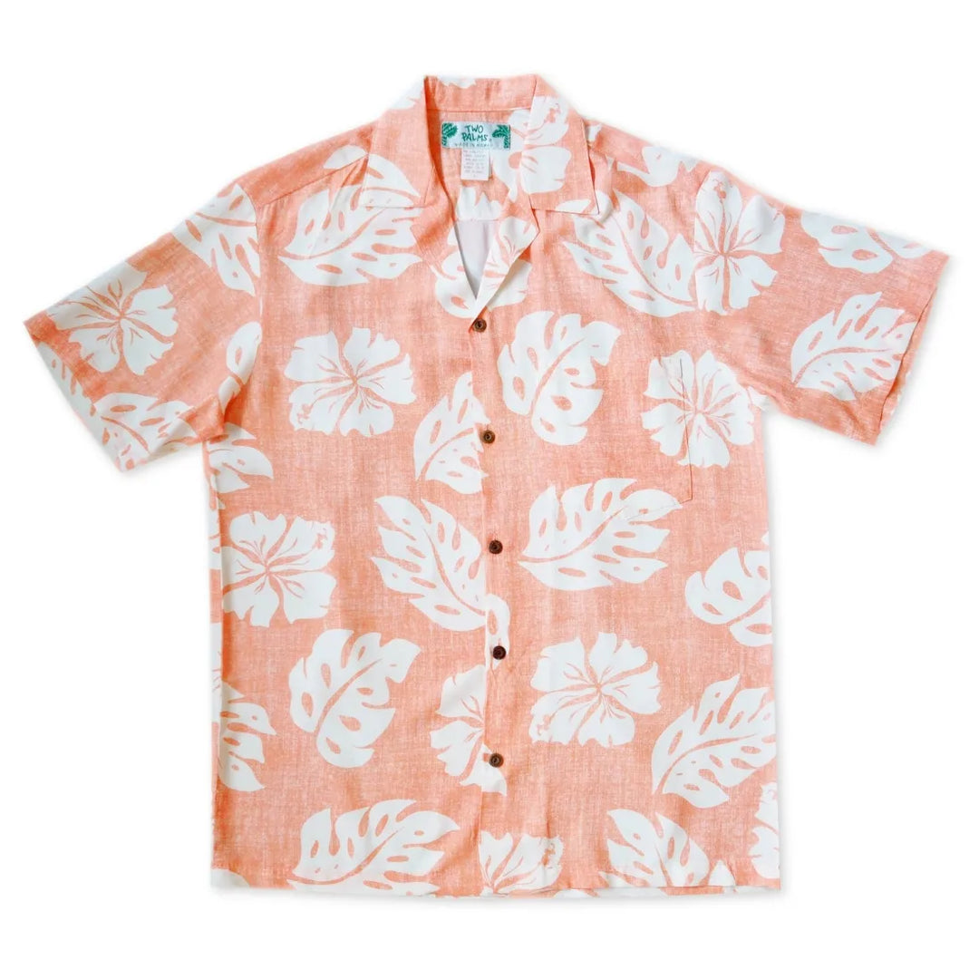 Tradewinds Orange Hawaiian Rayon Shirt - Made in Hawaii