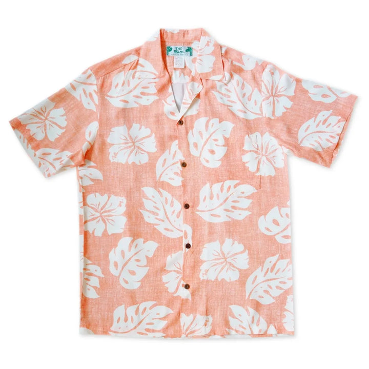 Tradewinds Orange Hawaiian Rayon Shirt - Made in Hawaii