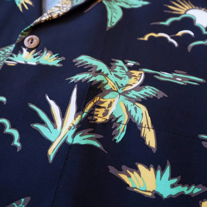 Turtle Bay Black Hawaiian Rayon Shirt - Made in Hawaii