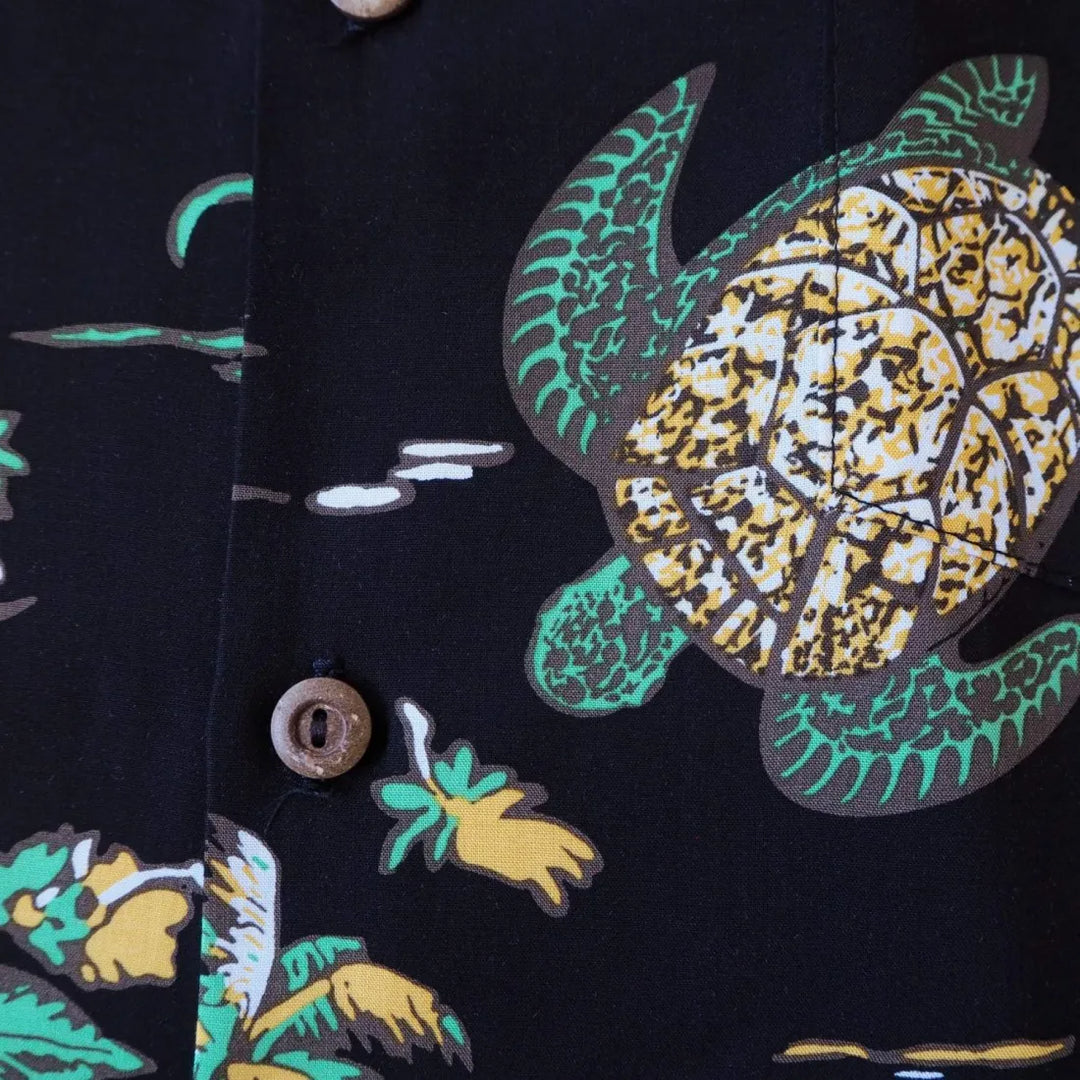 Turtle Bay Black Hawaiian Rayon Shirt - Made in Hawaii