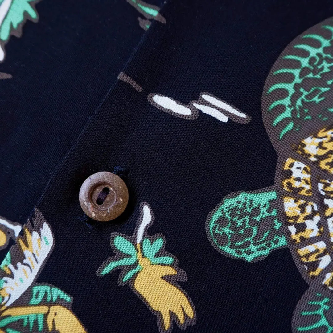 Turtle Bay Black Hawaiian Rayon Shirt - Made in Hawaii