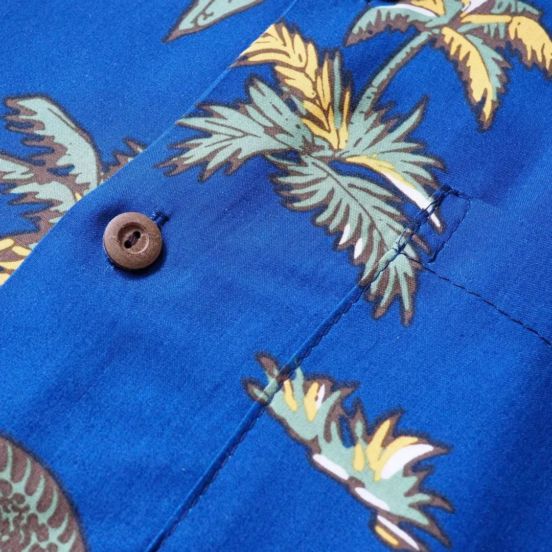 Turtle Bay Navy Hawaiian Rayon Shirt - Made in Hawaii