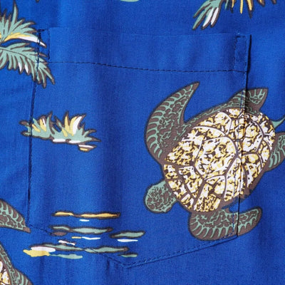 Turtle Bay Navy Hawaiian Rayon Shirt - Made In Hawaii