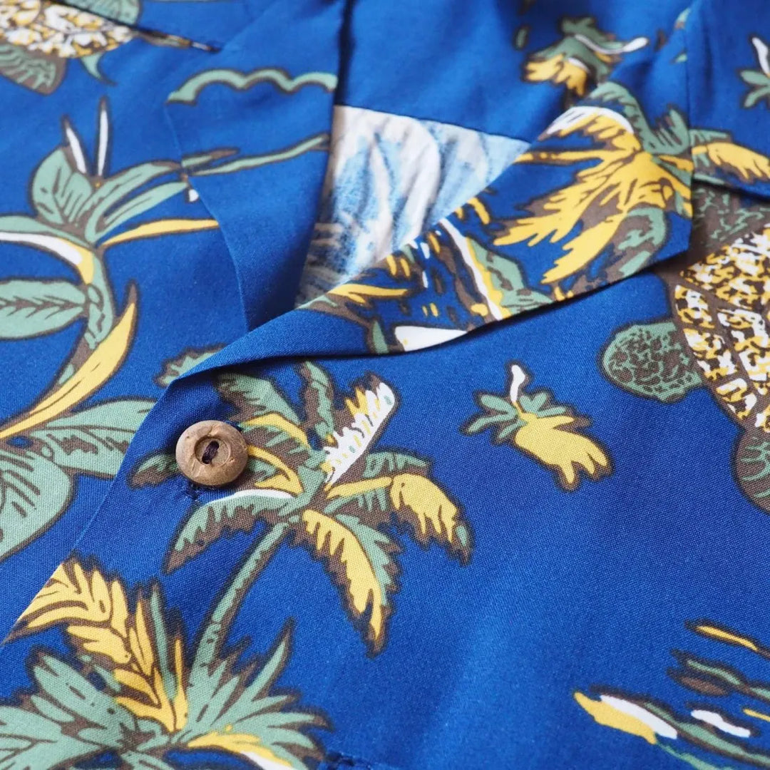 Turtle Bay Navy Hawaiian Rayon Shirt - Made in Hawaii