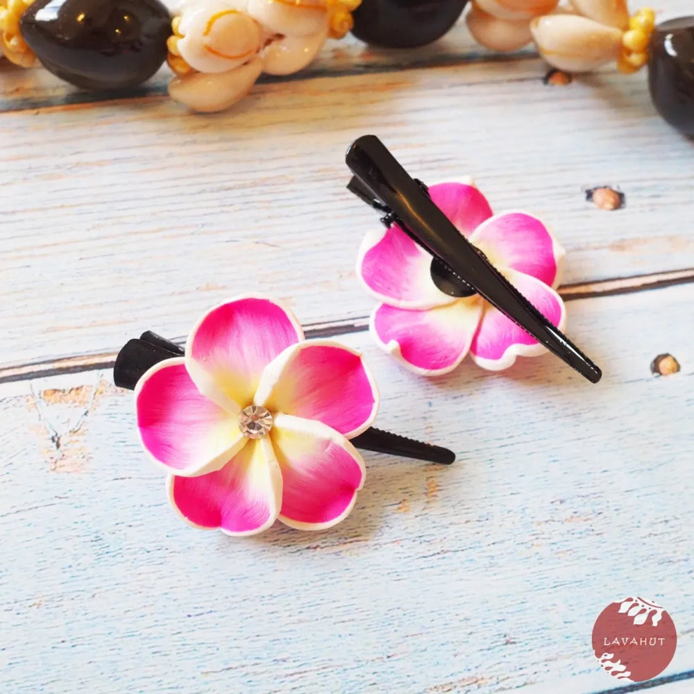 Twinkle Magenta Pink Plumeria Mini Hair Clip - Made in Hawaii