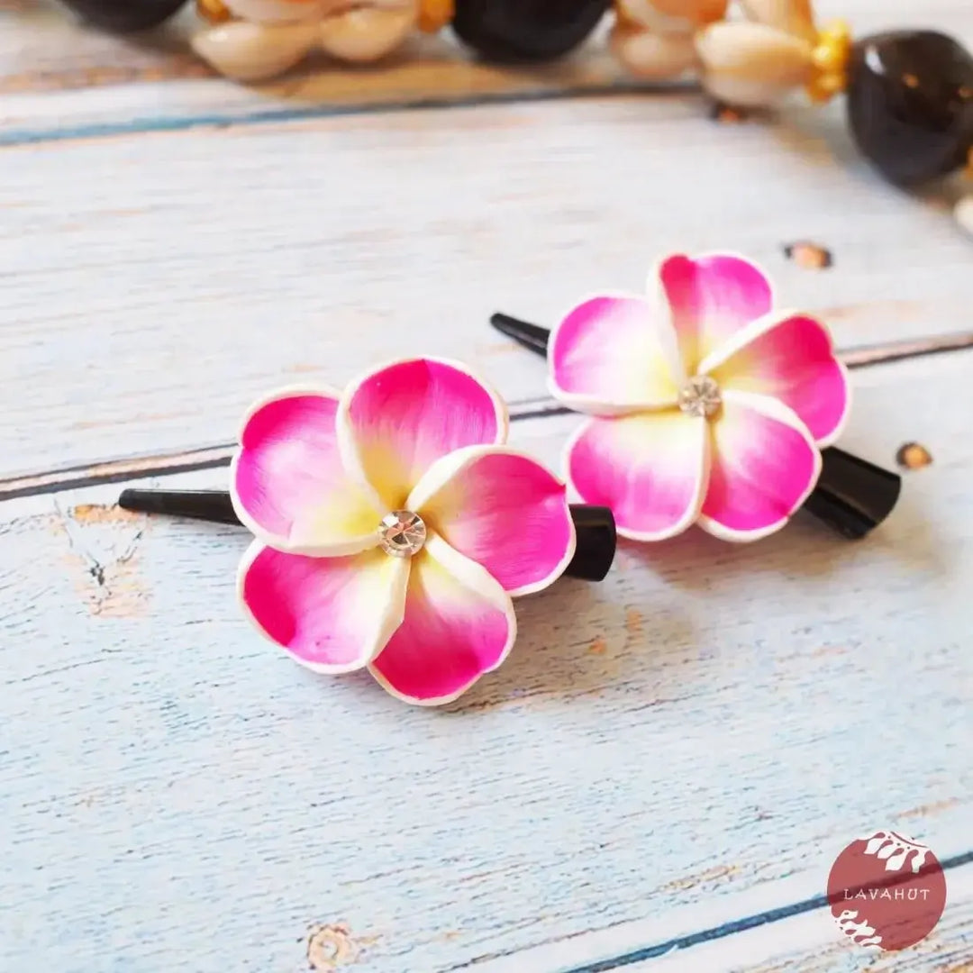 Twinkle Magenta Pink Plumeria Mini Hair Clip - Made in Hawaii