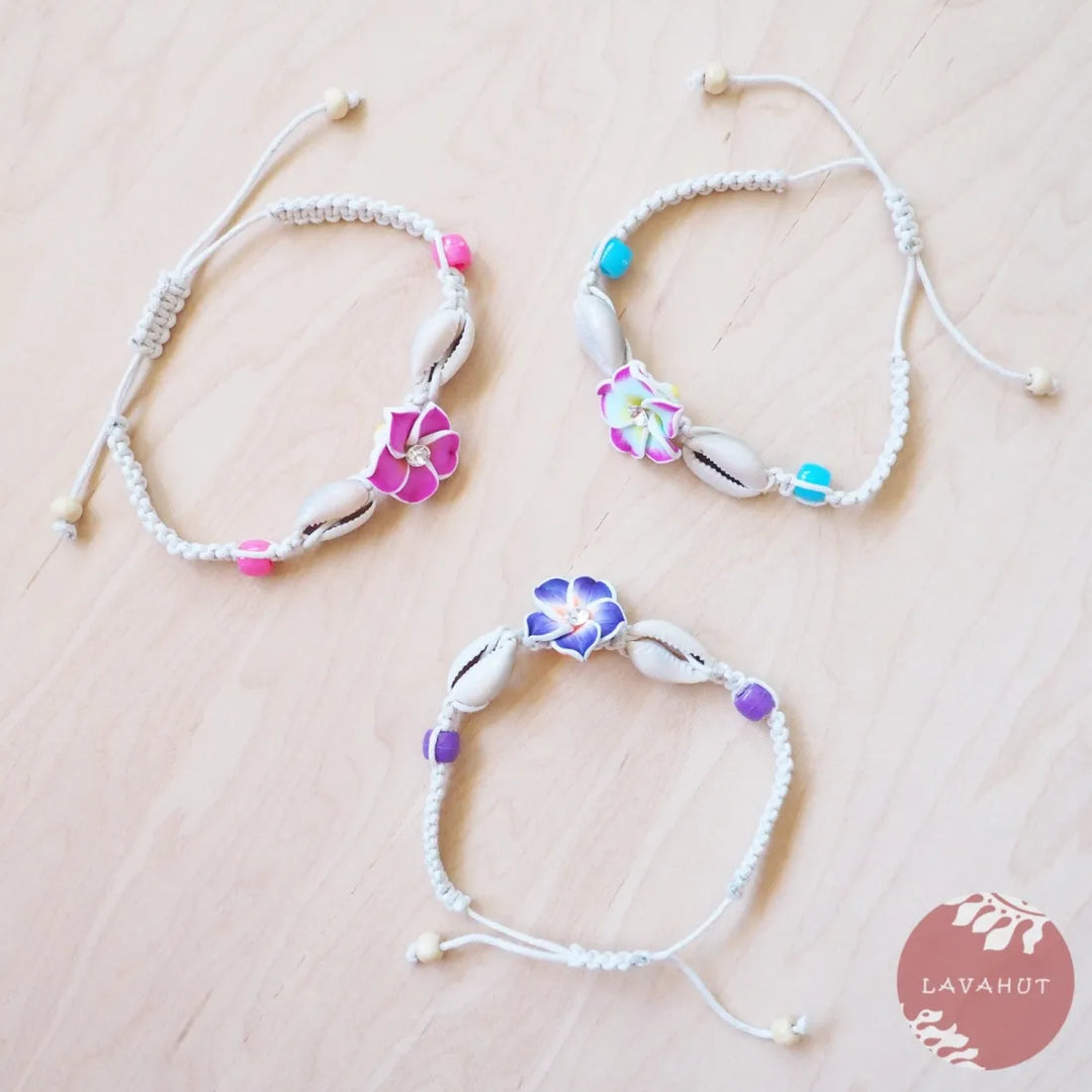 Twinkle Plumeria Blue Friendship Bracelet - Made in Hawaii