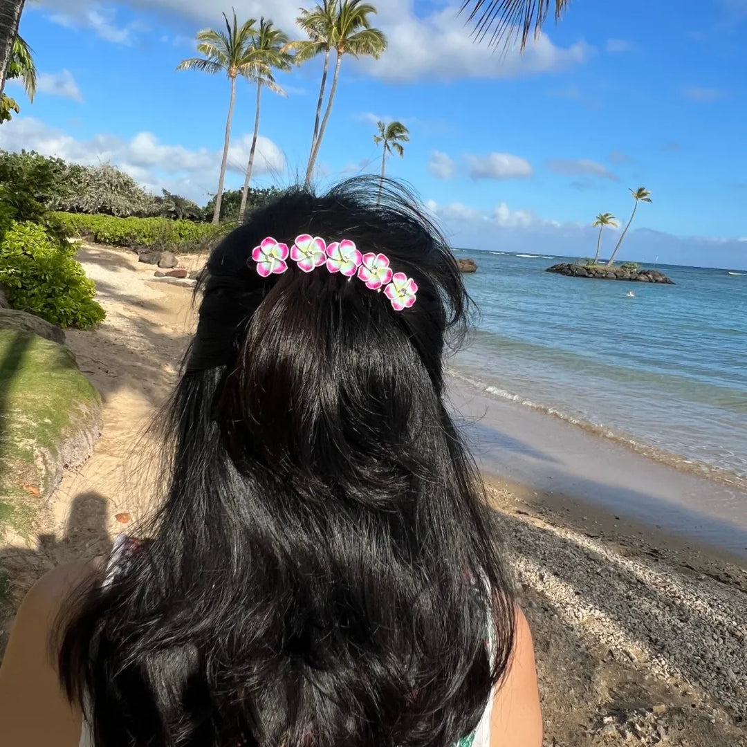 Twinkle Plumeria Blue Hair Comb - Made in Hawaii