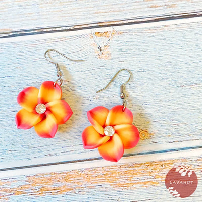Twinkle Plumeria Orange Drop Earrings - Made In Hawaii