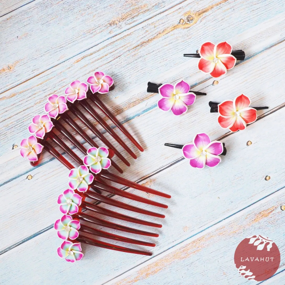 Twinkle Plumeria Pink Hair Comb - Made in Hawaii