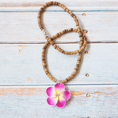 Twinkle Plumeria Pink Pendant Hawaiian Necklace - Made In Hawaii