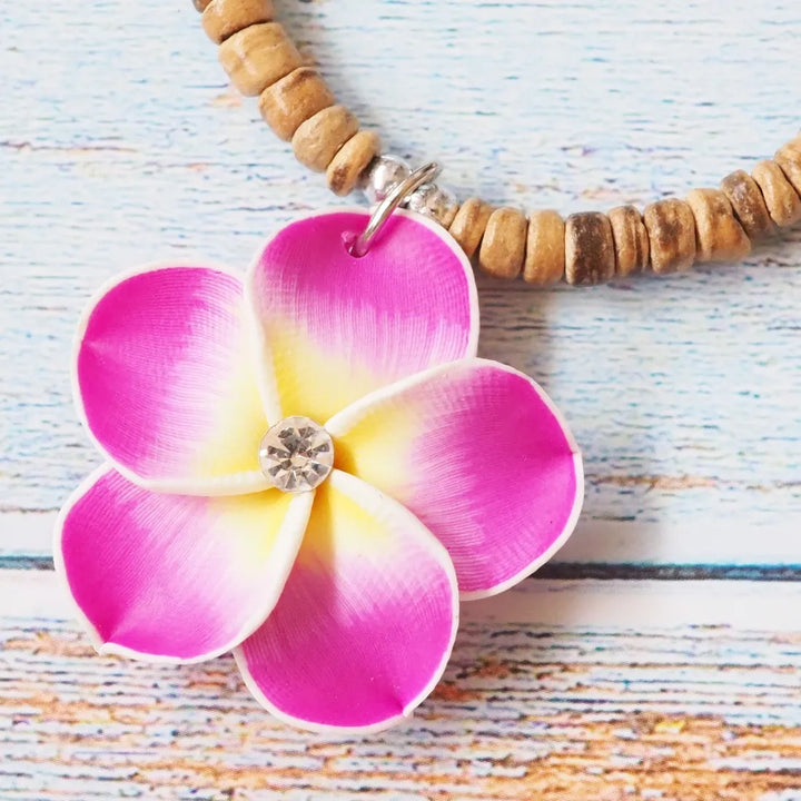 Twinkle Plumeria Pink Pendant Hawaiian Necklace - Made in Hawaii