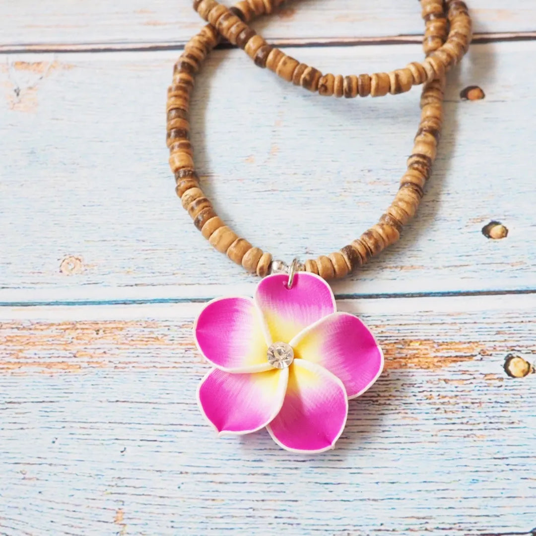 Twinkle Plumeria Pink Pendant Hawaiian Necklace - Made in Hawaii