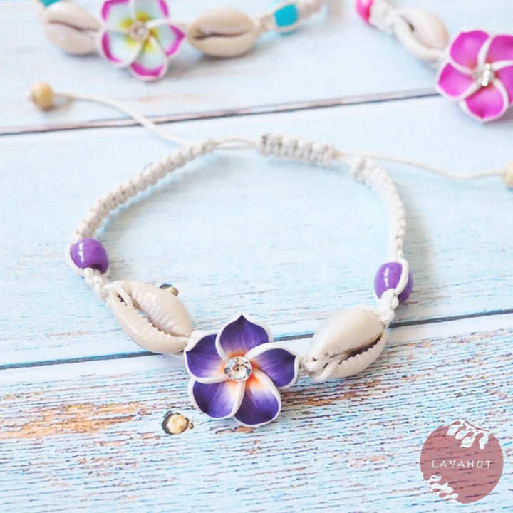 Twinkle Plumeria Purple Friendship Bracelet - Made in Hawaii