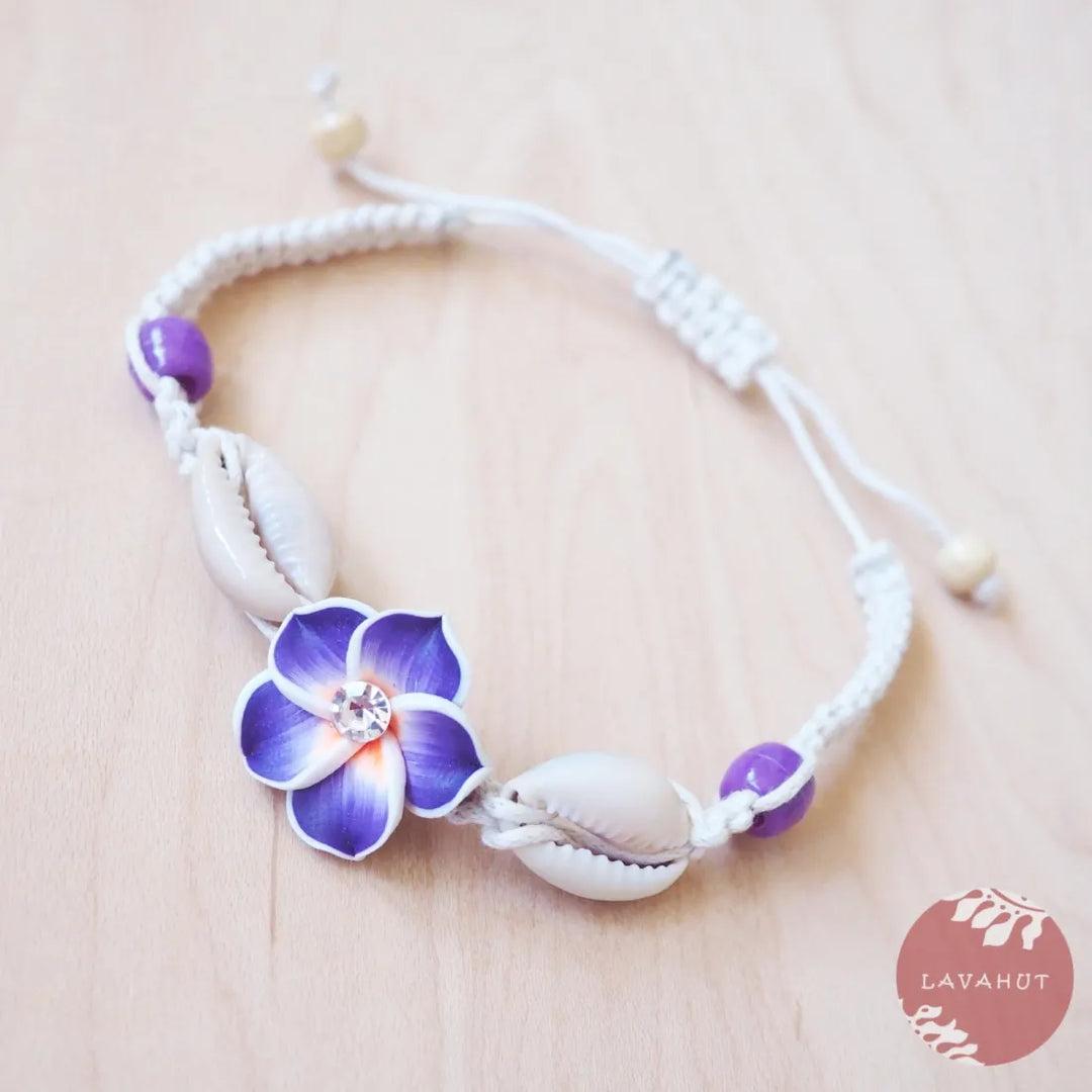 Twinkle Plumeria Purple Friendship Bracelet - Made in Hawaii