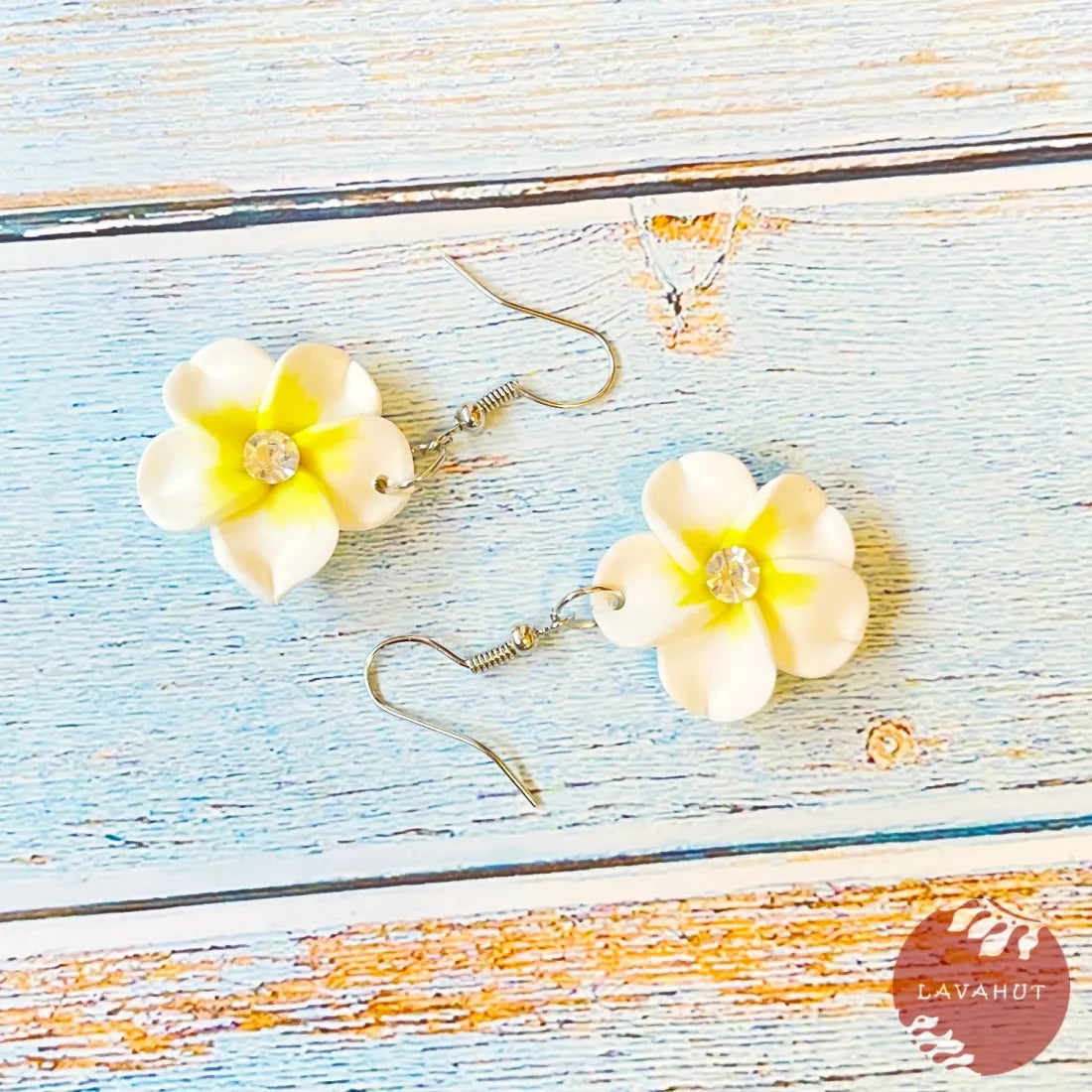 Twinkle Plumeria White Drop Earrings - Made In Hawaii