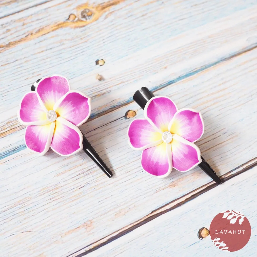 Twinkle Purple Plumeria Mini Hair Clip - Made in Hawaii