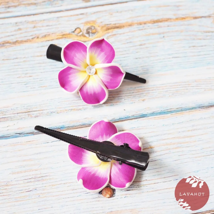 Twinkle Purple Plumeria Mini Hair Clip - Made in Hawaii