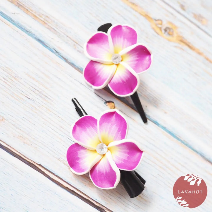 Twinkle Purple Plumeria Mini Hair Clip - Made in Hawaii