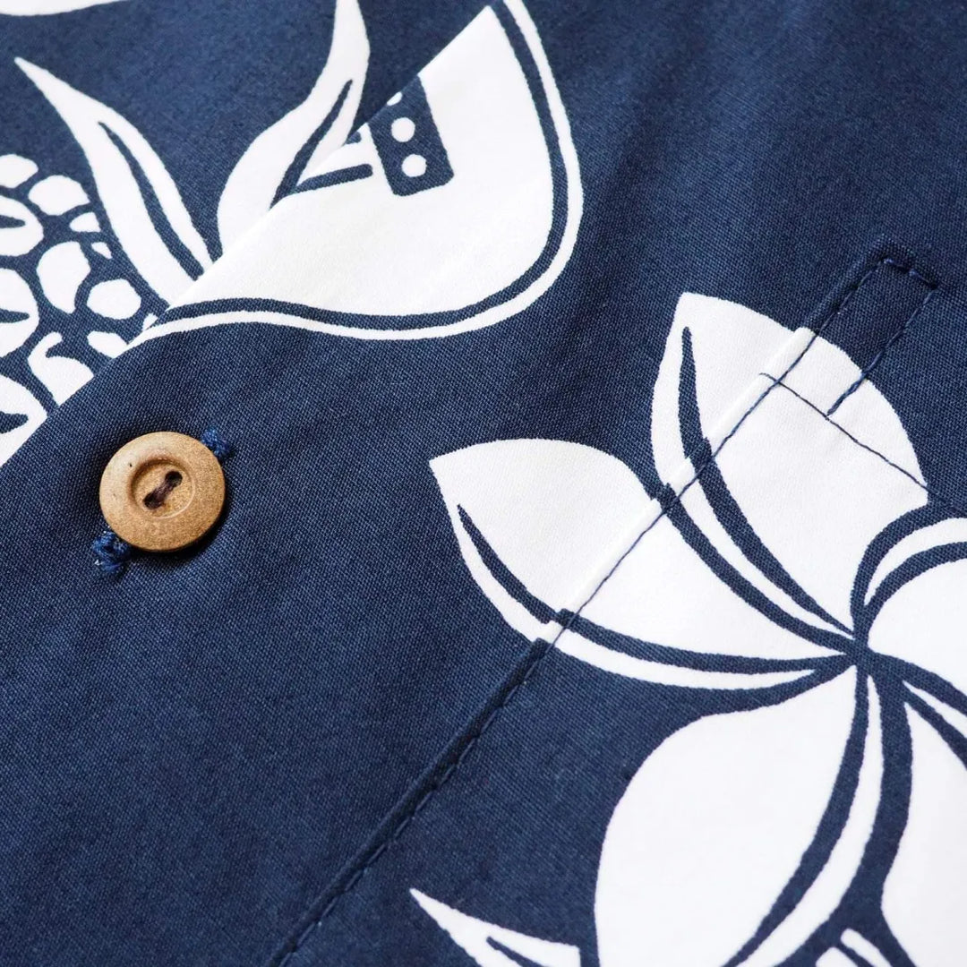 Ukulele Fun Navy Hawaiian Cotton Shirt - Made in Hawaii