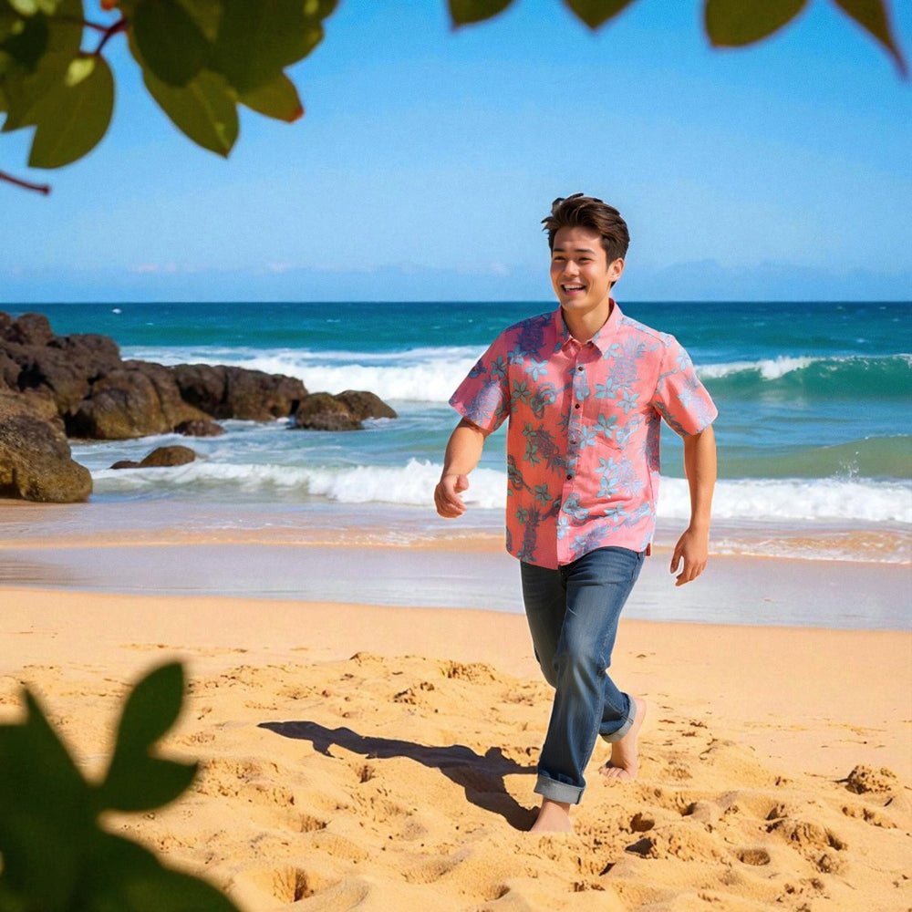 Ukulele Fun Red Hawaiian Reverse Shirt Made in Hawaii