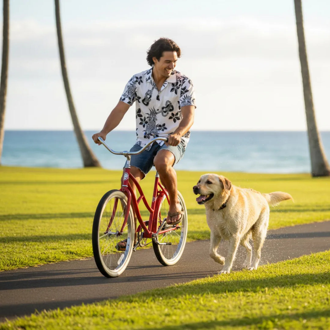 Ukulele Fun White Hawaiian Cotton Shirt - Made in Hawaii