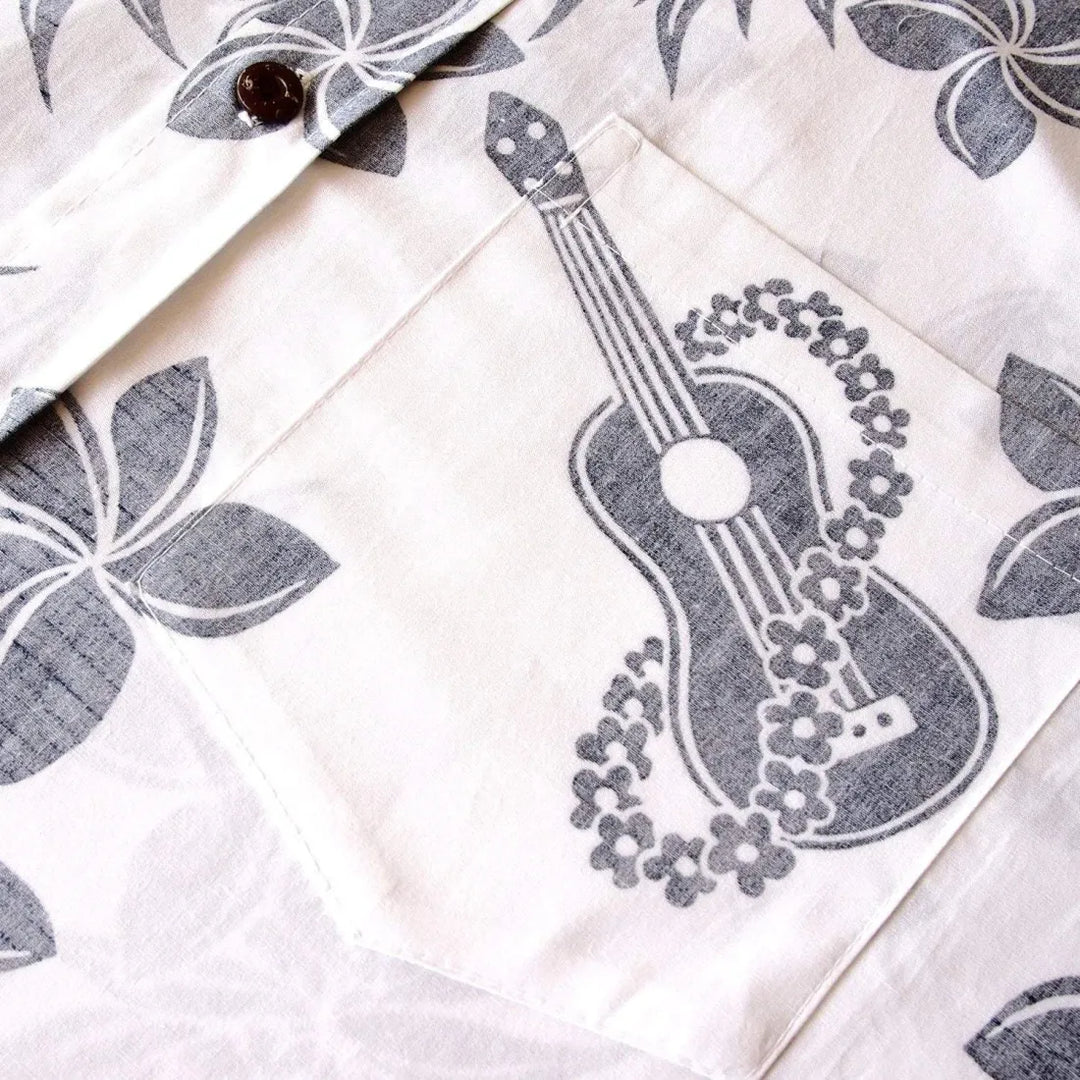 Ukulele Fun White Hawaiian Reverse Shirt - Made in Hawaii