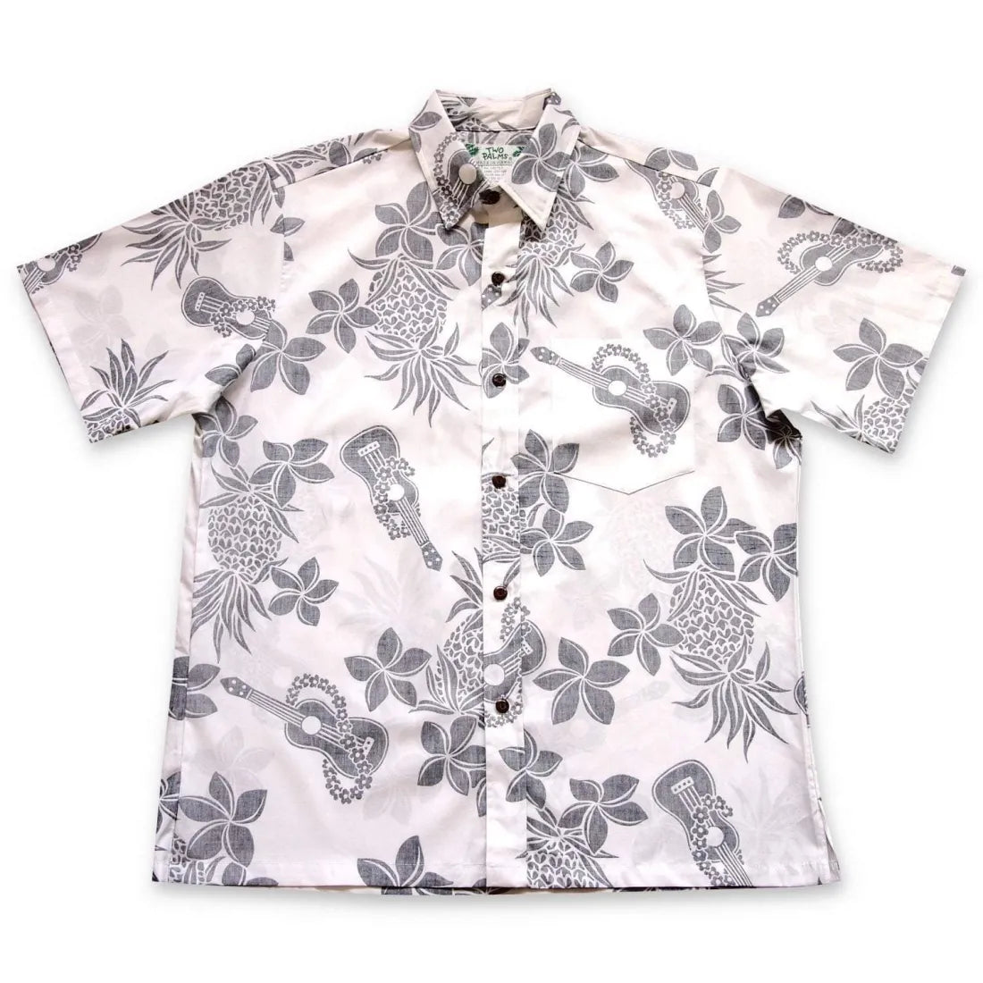 Ukulele Fun White Hawaiian Reverse Shirt - Made In Hawaii