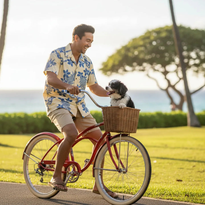 Ukulele Fun Yellow Hawaiian Cotton Shirt - Made in Hawaii