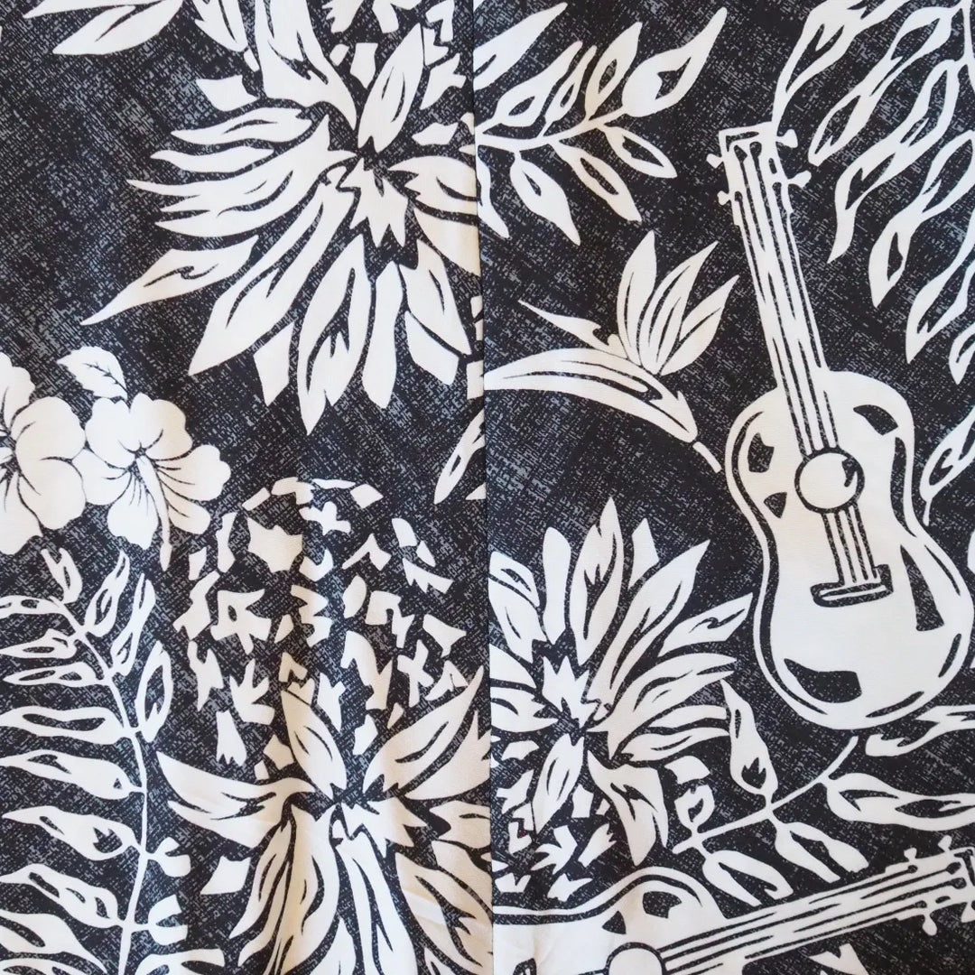 Ukulele Serenade Black Napali Hawaiian Halter Dress - Made in Hawaii