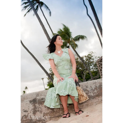 Ulu Green Pauahi Hawaiian Dress - Made In Hawaii