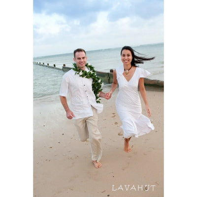 Ulu White Pauahi Hawaiian Wedding Dress - Made In Hawaii