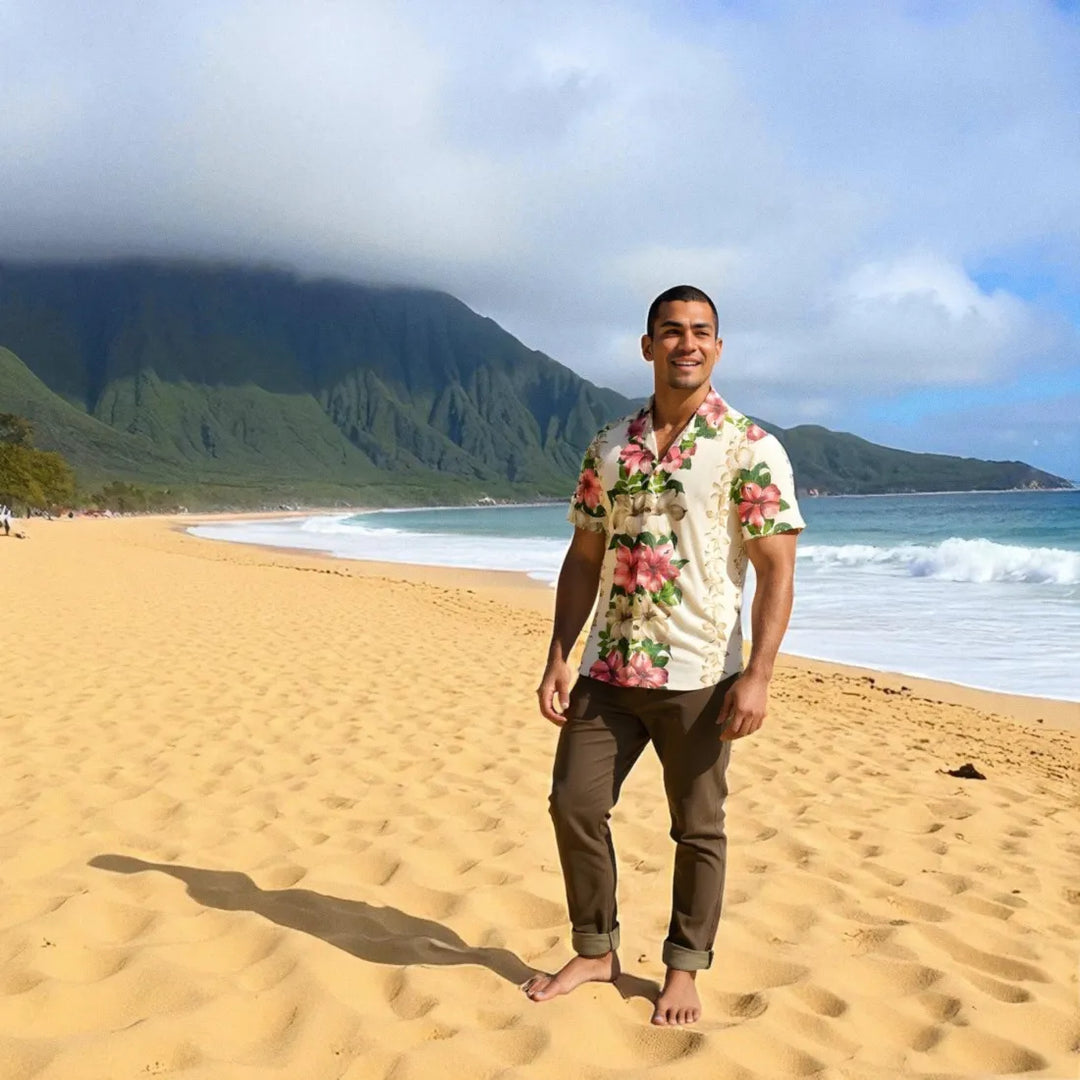 Vintage Aloha Cream Hawaiian Rayon Shirt - Made in Hawaii