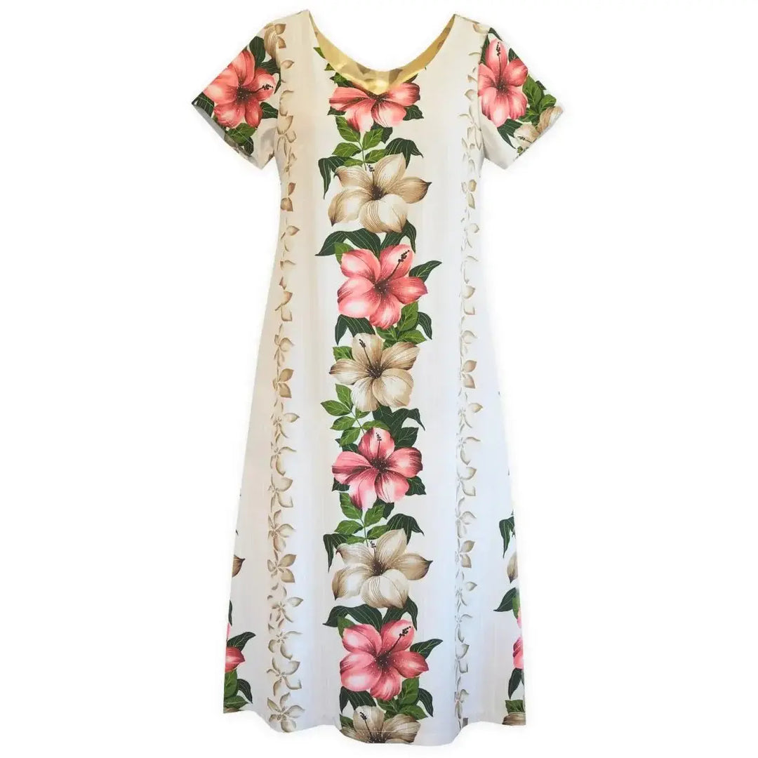 Vintage Aloha Cream Nalani Hawaiian Dress Made in Hawaii